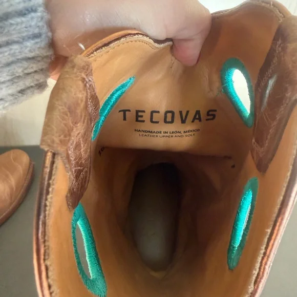 TECOVAS Brown Western Leather Boots size 7 - Picture 9 of 16